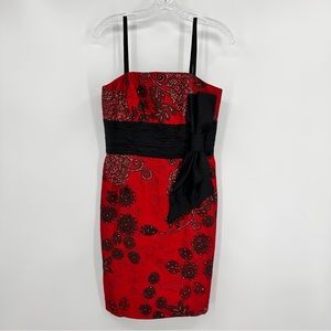 Shani Silk Party Dress Red Black Size 6